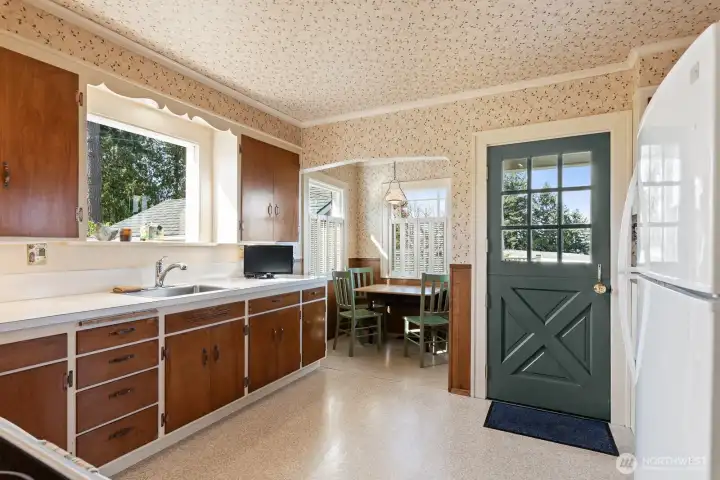 Kitchen with dutch door & cozy breakfast nook