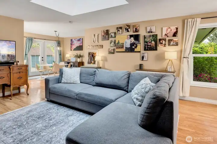 Living room adjoins dining area!