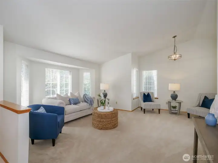 The vaulted ceiling adds a sense of grandeur.