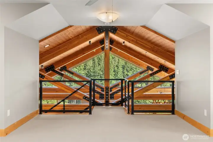 Upper level bonus room looks over great room