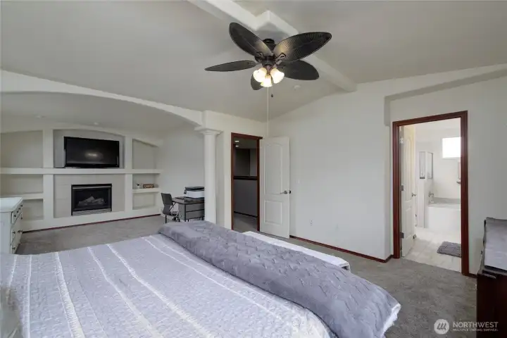 Primary Suite - Showing Large Fireplace/Sitting Area - Upper Level Primary Suite - Showing Large Fireplace/Sitting Area - Upper Level