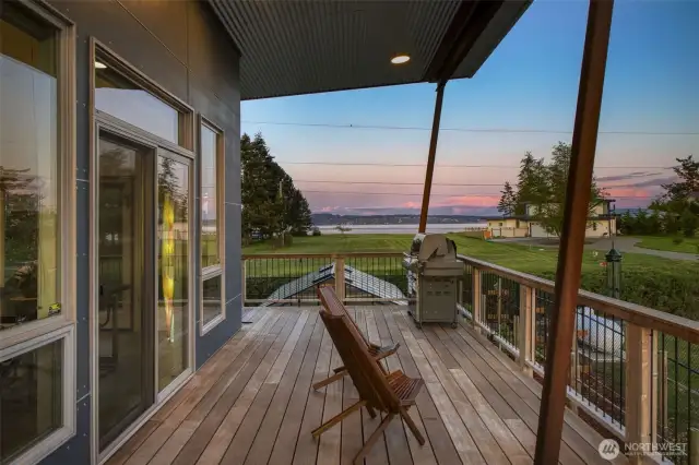 Evening ambiance sets the stage for relaxed outdoor living.