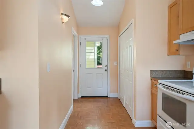 Door to backyard deck is right off the kitchen