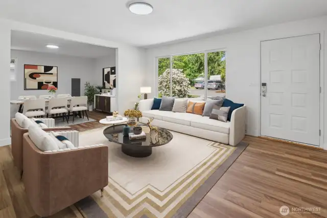 Virtually Staged Living Area and Entry