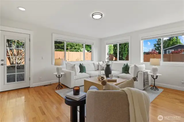 Bonus room addition with direct access to the backyard. This is a sunny, cheerful room.