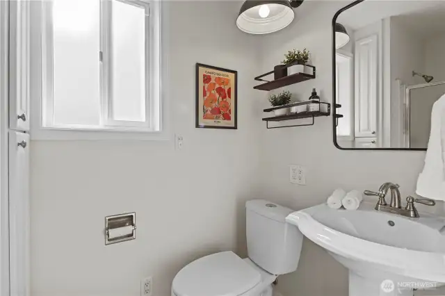 3/4 bathroom located off the bonus room on the main level.