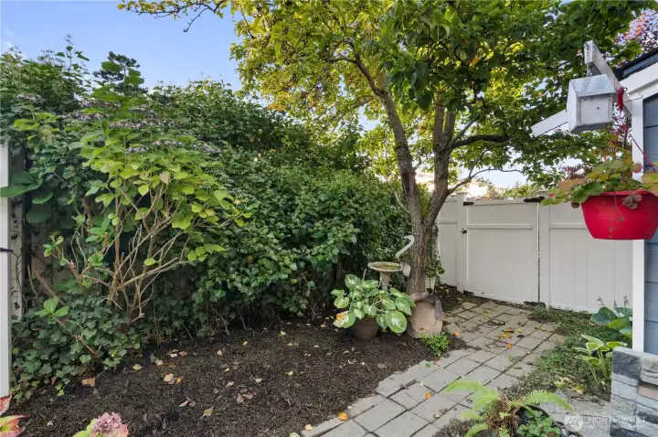 Mature landscaping providing dappled sunlight and inviting wildlife.
