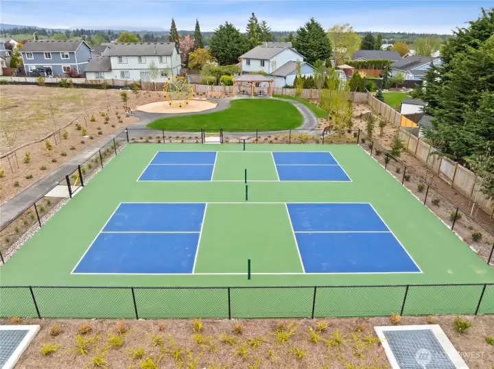 Bakerview's Pickleball Courts, Playground and Picnic Shelter - fun for all!
