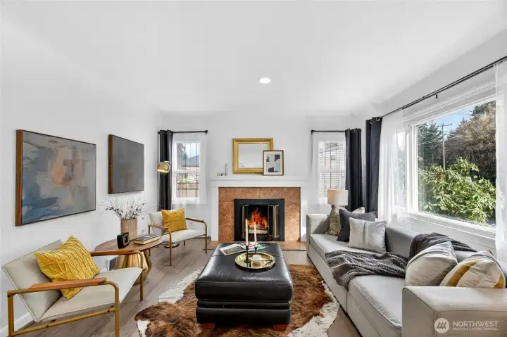 Huge Picture Window & Wood Burning Fireplace