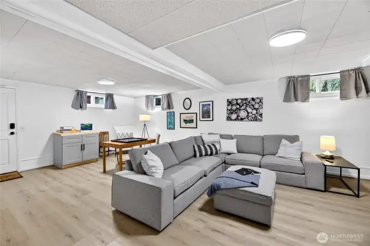 Lower Living Room in the Mother-In-Law Unit has seperate exterior entry if desired