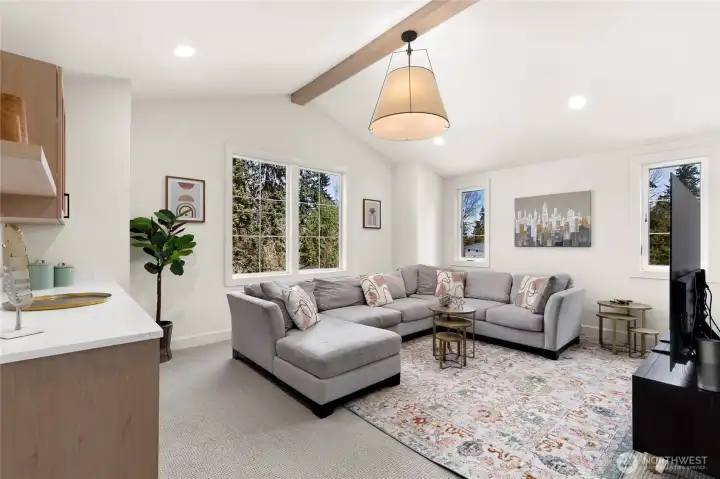 Huge entertainment room perfect for movie nights, game days