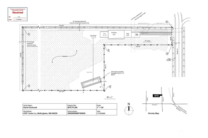 Approved site plan allows for 1,680 sq/ft building footprint, 576 sq/ft garage and 560 sq/ft deck. Bring your creative de