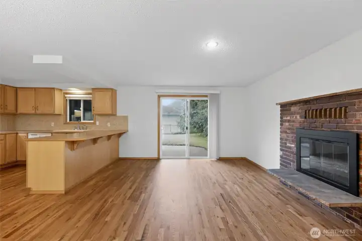 Solid Oak floors in great room