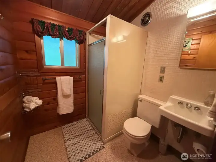 3/4 bath in main cabin.