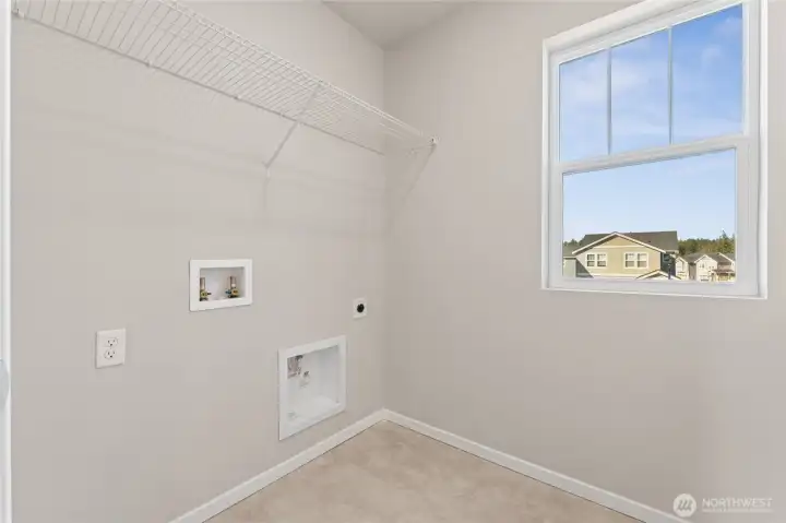 Utility room upstairs.  photos are representative