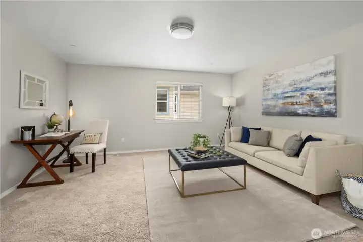 massive bonus room at the top of the stairs