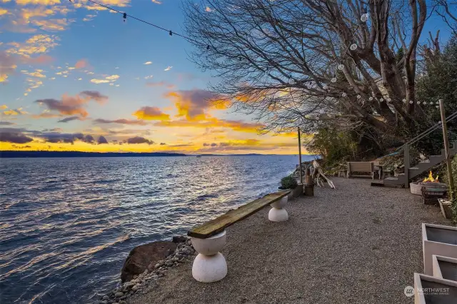 The entertaining area along the water's edge is surprisingly spacious and perfect for long summer evenings.