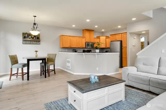 Spacious open layout connecting the kitchen, dining, and living areas—perfect for modern living.