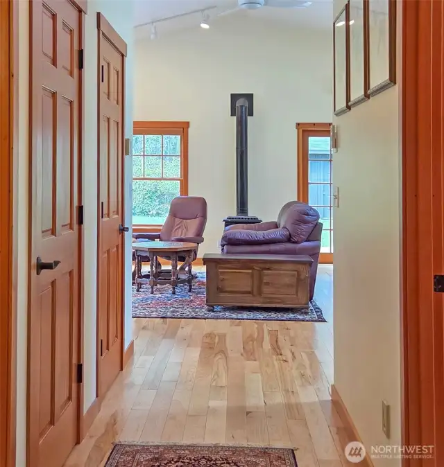 Hallway showing Hickory flooring