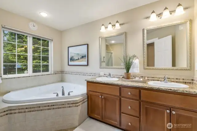 Such a beautiful view for a beautiful, soaking tub.