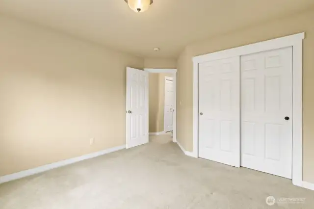 Third upstairs bedroom located at the end of the hall and right by the full bathroom.