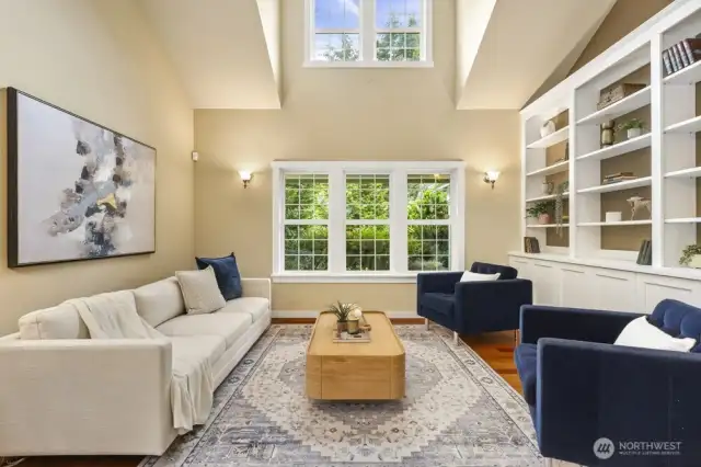 Enjoy your view of the front yard from your living room.