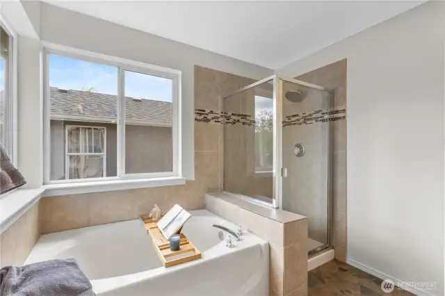 Soaking Tub and Shower in Primary Bath