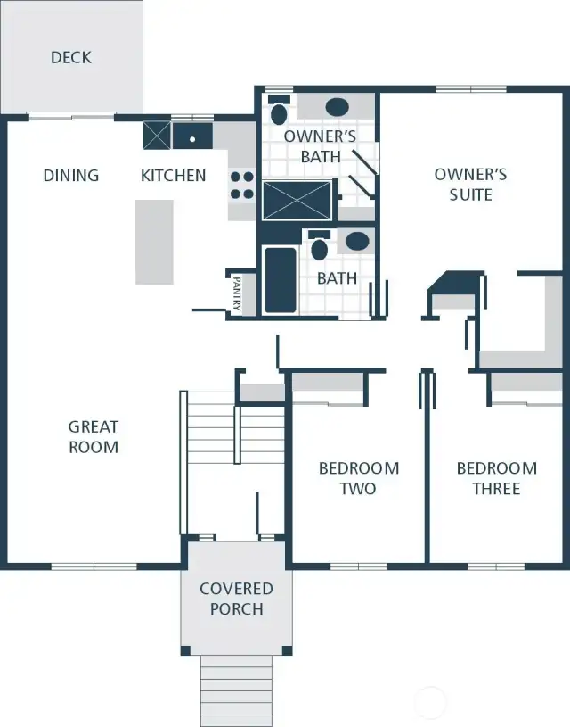 IMAGE IS A RENDERING Photographs are for illustrative purposes only. Features, finishes, interior/exterior colors, landscaping and floorplan shown may vary from actual homes built.
