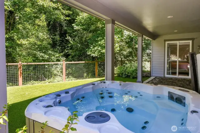 Lower level covered Hot Tub