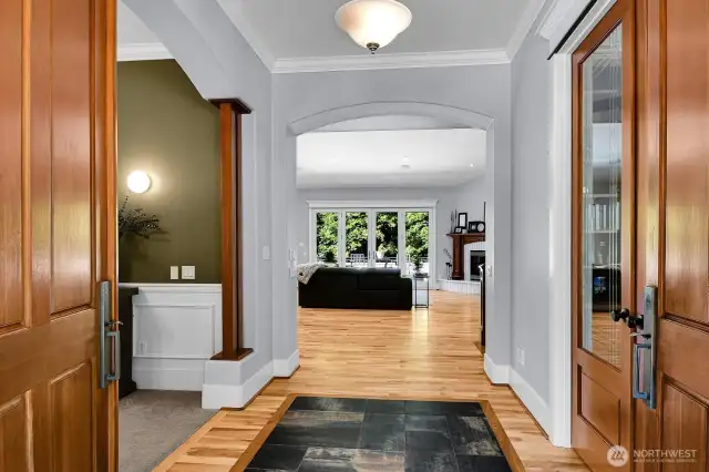 Grand entrance, dinning room on left office on right