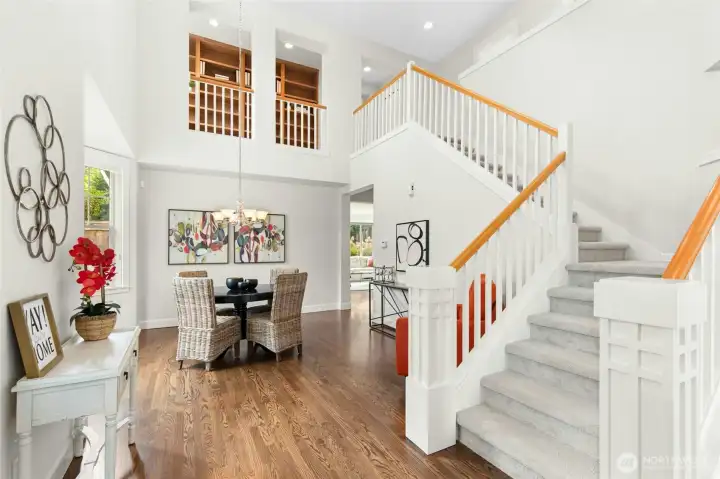 Grand staircase and library on 2nd floor