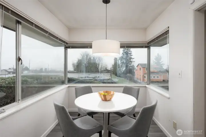 Off the kitchen is a nook for your informal dining.