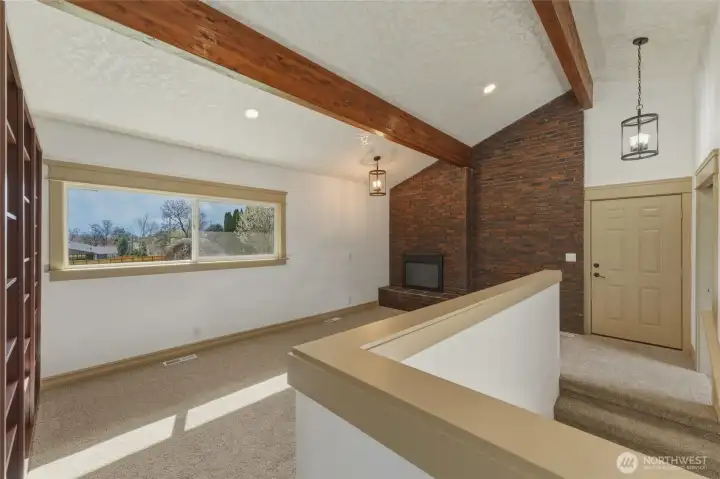 Cozy Family Room with Wood burning Fireplace