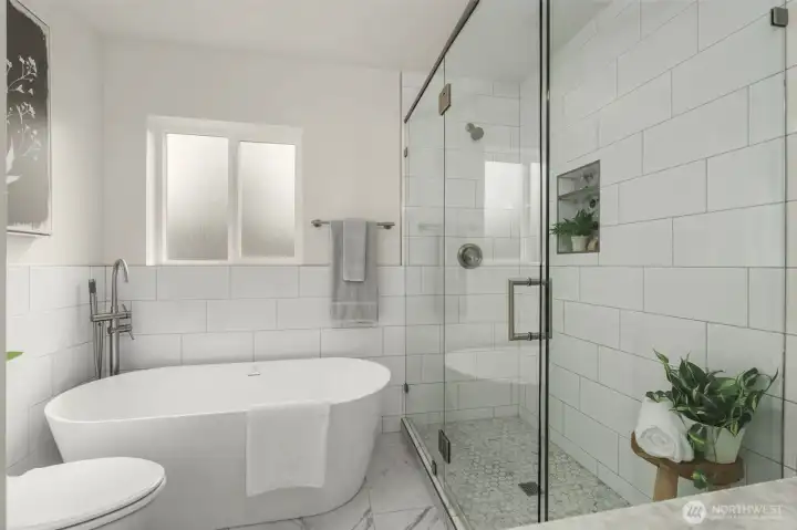A spa-like bathroom that feels like a true retreat.