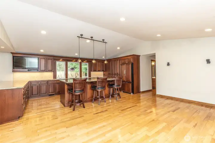 View from the living room looking towards the kitchen, highlighting the open layout.