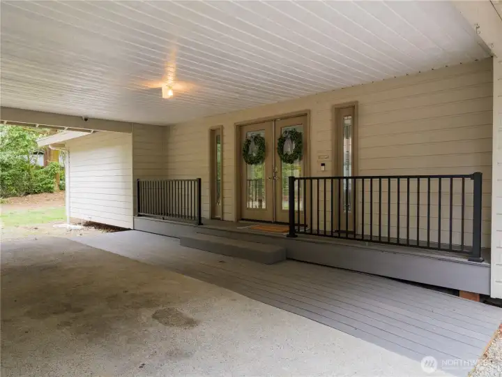 Another view of the front entrance, which was completely updated with a new trex deck and handrails.