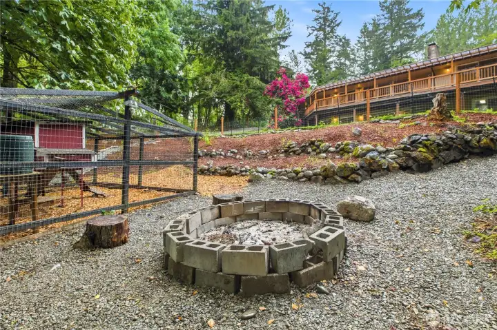 Firepit area and view of back of home. Firepit area and view of back of home.