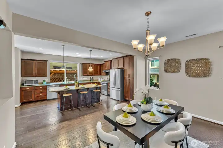 Open concept with kitchen flowing into large dining space plenty of room for everyone. Open concept with kitchen flowing into large dining space plenty of room for everyone.