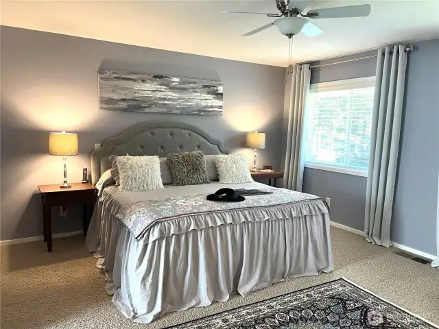 Primary bedroom suite on the south side of the home. Very roomy.