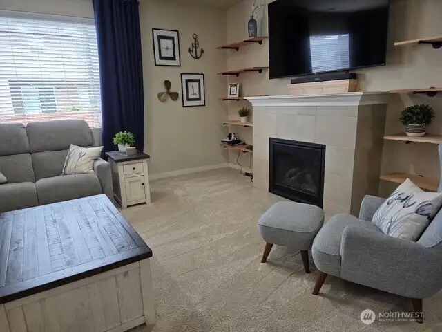enjoy a gas fireplace in living room