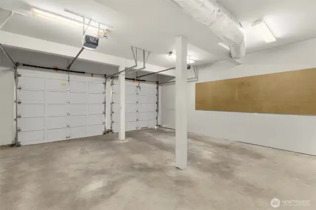 generous 2-car garage with storage galore