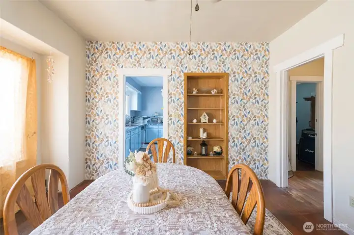 Plenty of natural light in dinging area leading into the updated kitchen.