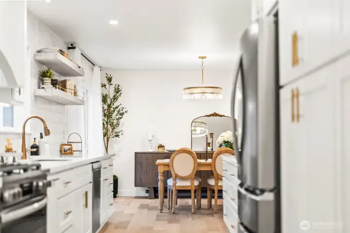 Kitchen open to dining room