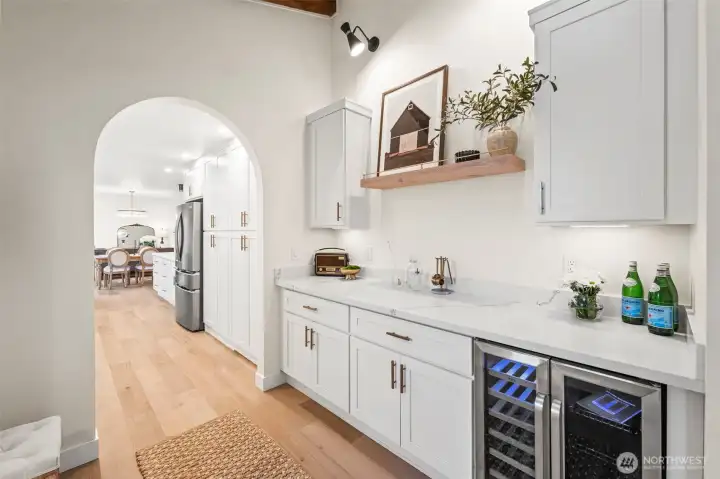 Wine bar open to kitchen
