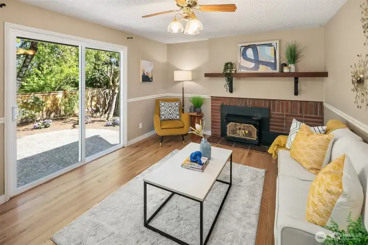 Family Room with wood burning insert~
