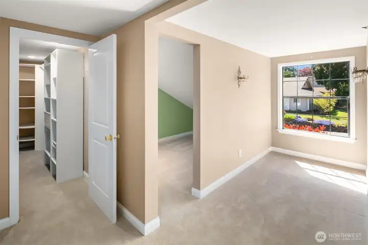 Walk in closet system - connect to dormer spaces for the ultimate Closet!