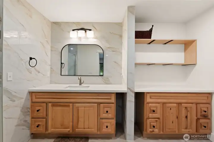 3/4 bath with split vanities