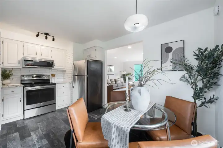 New lighting & paint add to this functional kitchen