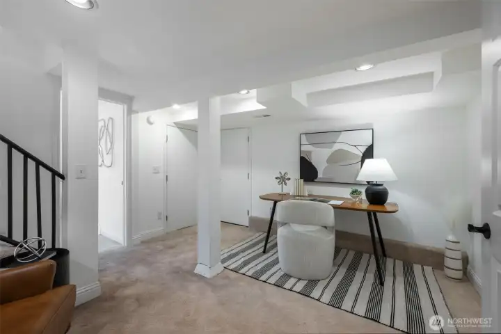 Basement was finished in 2018 adding flex space,  3/4 bath, and laundry space