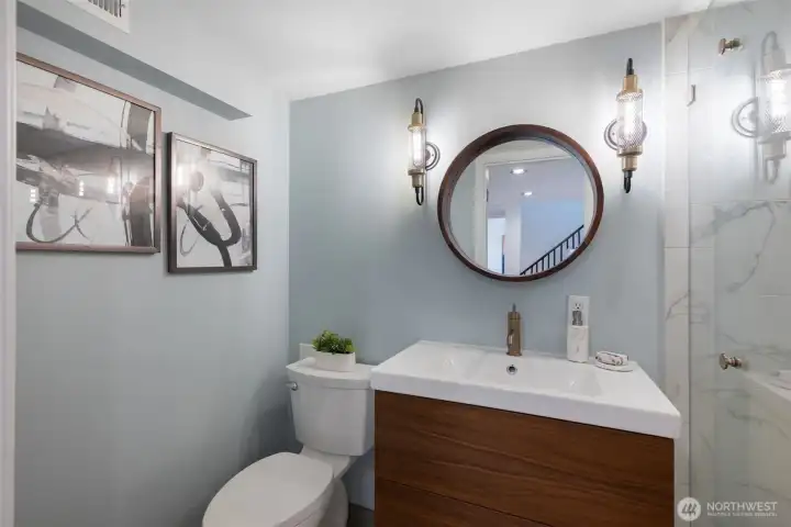 Stylish 3/4 bath in basement